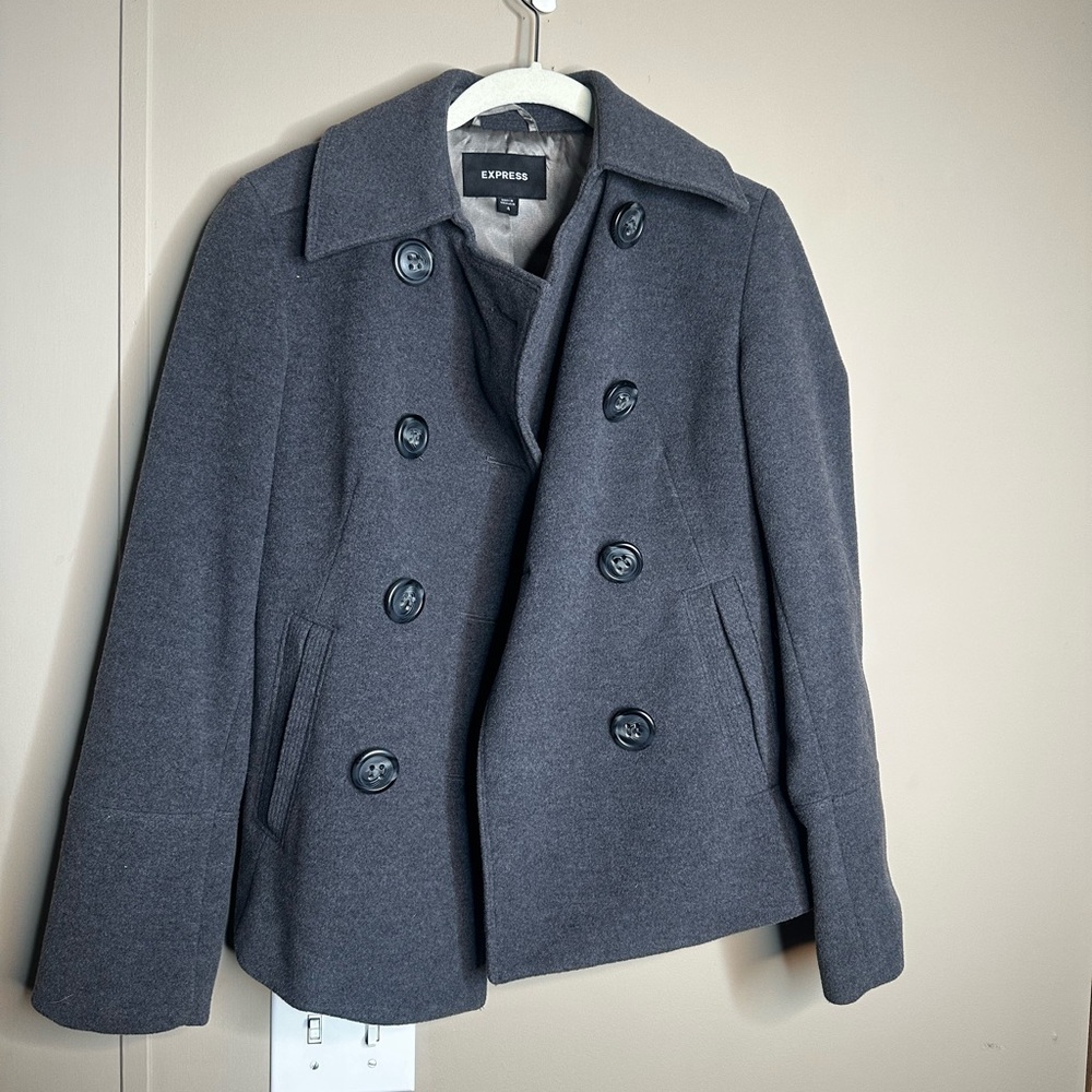 Express Charcoal Buttoned Coat - image 1